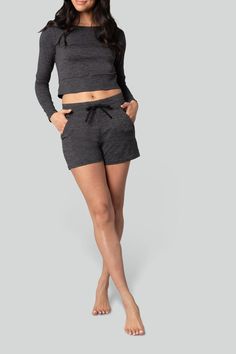 A summer or chill staple. These super-soft Knit Pull-On Shorts are complete with our softest jersey fabric and features a cinching drawstring waistband and angled pockets to keep your possessions on hand. Total live-in material. Product Features: Ultra-Soft, Moss Jersey Fabric Cinched Drawstring Waistband Angled Pockets 4” Inseam Imported Materials and Care: 88% Polyester / 12% Spandex Machine-Wash Cold Gentle Model Measurements: Model is 5’8” and wearing a size S Stretch Activewear With Built-in Shorts For Lounging, Athleisure Loungewear Bottoms With Drawstring, Athleisure Bottoms With Drawstring For Loungewear, Comfortable Activewear With Drawstring, Versatile Stretch Shorts For Loungewear, Versatile Solid Color Loungewear Shorts, Comfy Leisure Activewear With Drawstring, Sporty Activewear With Drawstring For Leisure, Versatile Loungewear Shorts