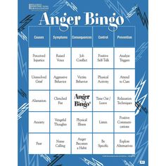 an angry bingo game is shown on a blue background with black and white lines around it