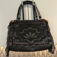 Jamin Puech Leather Purse It Was Never Used. Is Sper Beautiful. Bohemian Black Woven Leather Bag, Bohemian Black Shoulder Bag For Evening, Jamin Puech, Leather Purse, Leather Purses, Limited Time, Bag Lady, Purse, Shoulder Bag