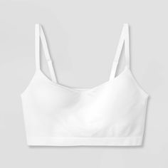 White Stretch Sports Bra With Soft Touch, White Sports Bra With Soft Touch, Fitted Cotton Sports Bra With Adjustable Straps, Cotton Seamless Bra With Medium Support, Everyday Seamless White Bra, Everyday White Seamless Bra, Everyday White Seamless Sports Bra, White Bra With Seamless Construction And Medium Support, Stretch Cotton Seamless Nursing Bra