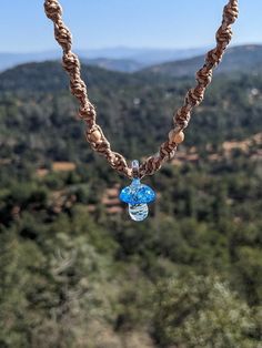 Pictured light blue glow in the the dark magic mushroom glass pendant on spiral knot macrame alternating light brown and natural hemp with new metal closure clasp; so the necklace can be taken on and off.  This item is made to order. If you would like to change hemp color; no beads, etc. Just add it in the personalize option below. Or you can message me with any questions :) *All mushrooms are unique as they are handblown.  *Necklaces are measured in inches and may fit everyone differently depen Hemp Necklace, New Metal, Hemp Rope, Hippy Gifts, Turtle Pendant, Beaded Bracelets Diy, Picture Light, Men Necklace, Diy Bracelets