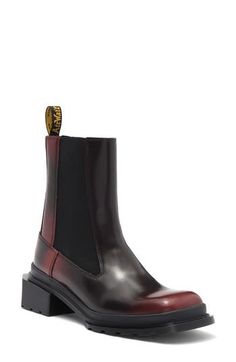 This taller version of the Chelsea boot built from lightweight leather with a satin-sheen finish is sure to be a perennial favorite. It is set on a grooved sole with deep cleats and a blocky heel that gives you sturdy comfort all day long. Elastic gore insets Leather and textile upper/synthetic lining and sole Imported Burgundy Leather Square Toe Boots, Red Leather Platform Boots For Fall, Burgundy Calf Leather Boots For Fall, Fall Leather Platform Boots With Red Sole, Fall Boots With Red Sole In Calf Leather, Leather Platform Boots With Red Sole For Fall, Fall Calf Leather Boots With Red Sole, Red Leather Chelsea Boots For Fall, Red Leather Boots With Lug Sole