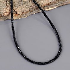 Black Spinel Necklace Size- 3 mm Shape- Saucer Length- 45 cm Metal- Sterling silver 925 weight- 40 CT. Genuine Black Spinel Necklace, Wheels Faceted Spinel Black Jewelry, Beaded Black Spinel Necklace, Black Gemstone Gift for Unisex, Beads Spinel All of my jewelry is designed and handcrafted by me. I love to experiment with many different designs and although I may make similar designs more than once, each piece of jewelry is truly one of a kind due to variations between gemstones and within my o Black Rondelle Gemstone Bead Necklace, Black Rondelle Gemstone Beaded Necklace, Black Beaded Rondelle Necklace, Black Bead Jewelry, Ring Photoshoot, Blue Diamond Necklace, Black Spinel Necklace, Spinel Necklace, Watermelon Tourmaline Necklace