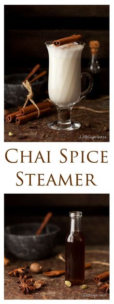 two different shots of chai spice steamer with cinnamon sticks and anisette