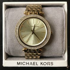 Lightly Used Michael Kors Women’s Darci Gold - Tone Stainless Steel Bracelet Watch 39mm Mk3191. Round Case, 39mm, Bezel Crystallized With Swarovski. Michael Kors Watches Women, Mk Watch Women, Mk Watch, Watches Women Michael Kors, Vintage Watches Women, Watches Women, Michael Kors Accessories, Steel Bracelet, Michael Kors Watch