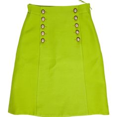 Gucci Skirt From The 2016 Collection By Alessandro Michele Green Zip & Button Closure 2 Top Buttons Have Been Replaced Chic Party Bottoms By Gucci, Chic Gucci Party Skirt, Designer Fitted Summer Skirt, Chic Gucci Party Bottoms, Luxury Mini Skirt For Summer, Luxury Spring Skirt, Gucci Fitted Knee-length Skirt, Luxury Lined Skirt For Spring, Gucci Summer Bottoms