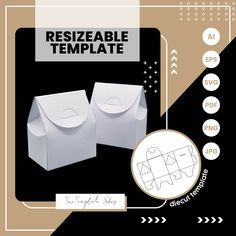 an image of a white box with the word resizeable template on it and instructions below