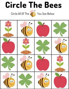 an apple and bee game with the words circle the bees