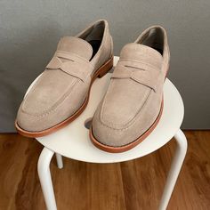 Brand New Without The Box, Suede Beige Oxfords For Business, Beige Moccasins For Business, Beige Slip-on Dress Shoes For Business, Beige Plain Toe Business Loafers, Modern Beige Loafers For Business, Cushioned Footbed Loafers For Office, Denim Jeans Fashion, Jeans Fashion, Shoes Loafers