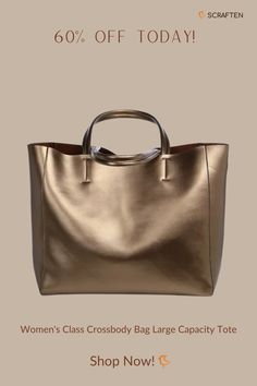 Large Capacity Women's Leather Tote: This genuine leather crossbody bag blends practicality with a chic design. Perfect for work or casual outings, it offers ample space for all your belongings. Elegant Gold Bucket Bag With Large Capacity, Gold Leather Shoulder Bag With Top Carry Handle, Large Capacity Gold Bag For Daily Use, Gold Large Capacity Bags For Everyday Use, Gold Bucket Bag With Top Carry Handle, Gold Bucket Shoulder Bag With Top Carry Handle, Gold Shoulder Bucket Bag With Top Carry Handle, Gold Bags With Large Capacity, Gold Bucket Bag With Large Capacity For Shopping