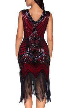 Zapaka Red V Neck Sleeveless Sequins Glitter 1920s Bodycon Fringe Flapper Dress – ZAPAKA Wedding Dress Tulle Lace, Gatsby Party Dress, Short Satin Dress, 20s Style, Glamorous Dress, Fringe Flapper Dress, Royal Blue Prom Dresses, Spaghetti Strap Prom Dress, 1920s Flapper Dress