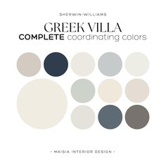 the color scheme for greek villa complete coordinating colors, including grays and whites