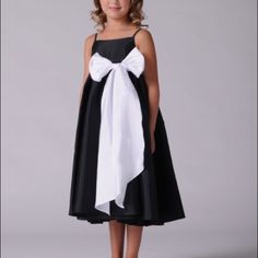 Silky Taffeta Cami - Spaghetti Strap Empire Waist Dress - Zipper Back - Tea Length - Dress Color: Black - Stash Color: Cotton Candy Pink - My Flower Girl Only Wore This For A Couple Hours. She Ended Up Taking It Off After The Ceremony. Like Brand New!