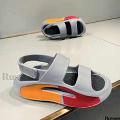 Russoo - Outdoor Beach Walking Mens Casual Open Toe EVA Sandals with Anti-Skid Thick-Sole Design Non-slip Gray Sandals For Summer, Gray Non-slip Sandals For Summer, Multicolor Sport Sandals For Summer Outdoor, Sporty Multicolor Sandals For Summer, Gray Sport Sandals For Beach And Summer, Gray Round Toe Sport Sandals For Beach, Gray Synthetic Sport Sandals For Summer, Casual Multicolor Synthetic Sport Sandals, Gray Sport Sandals For Beach