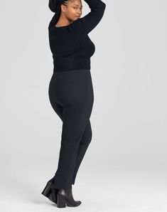 This ultra-flattering black pant makes getting dressed a breeze! Dress it up or down — you'll feel amazing in whatever you wear. Designed with a luxurious Italian stretch woven fabric, princess seams, and hidden shaping panels for a flawless finish. It's also wrinkle-resistant and machine washable (cold and delicate please). Honeylove, Perfectionist Pants for Women in Jet Black (Black), Size: 1X Perfect Pant, Getting Dressed, Princess Seams, Princess Seam, Jet Black, Black Pants, Woven Fabric, Pants For Women, Size Medium