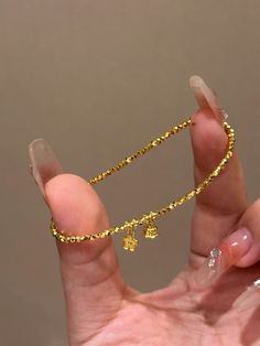 Color: Broken Gold Flower Bracelet Fashion Element: Flowers Style: INS Style Gold Flower Bracelet, String Bracelets, Bracelet Fashion, String Bracelet, Gold Flower, Flower Bracelet, Gold Flowers, Fashion Bracelets, Round Beads