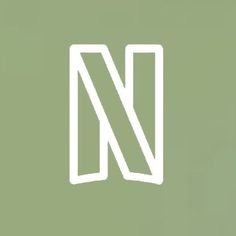 the letter n is made up of thin lines on a light green background with white outline