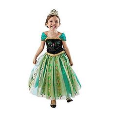 KAWELL Princess Costumes Birthday Dress Up for Little Girls with Crown,Magic Wand,Gloves Accessories 3-7 Years Size: 100 for 2-3 Years.  Color: Green. Princesa Anna Frozen, Princess Anna Dress, Queen Halloween Costumes, Cosplay Dresses, Anna Costume, Frozen Dress, Frozen Costume, Baby Party Dress, Anna Dress