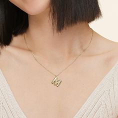 14K Yellow Gold Wavelength Initial Pendant Necklace Juicy Jewelry, Detailed Necklace, Initial Pendant Necklace, Gold Jewelry Necklace, Brilliant Earth, Initial Pendant, A Letter, Personalized Necklace, Cable Chain