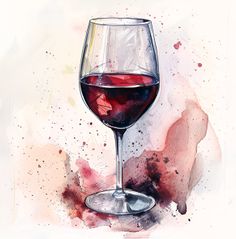 a painting of a glass of red wine