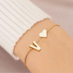 Initial Letter V Mini Love Heart Chain Bracelet Simple Minimalist Hand Chain Jewelry Decoration Gift Birthday Plating: 18k Gold Plated Main Material: Alloy Theme: Heart Style: Personalized Initial Letter: V Occasion: Any Occasion Minimalist Name Bracelet For Valentine's Day, Minimalist Adjustable Chain Bracelet For Valentine's Day, Trendy Valentine's Day Chain Bracelet Gift, Minimalist Chain Bracelet For Valentine's Day Gift, Personalized Gold Chain Bracelet For Valentine's Day, Personalized Gold Heart Bracelet Trendy Style, Valentine's Day Yellow Gold Name Bracelet, Minimalist Bracelets For Valentine's Day Gift, Dainty Heart Name Bracelet