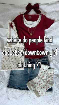 Cute Clothes Coquette, Booktok Outfits, Where To Find Coquette Clothes, Outfits Ideas Coquette, Downtown Coquette Outfits, Where To Get Coquette Clothes, Where To Buy Downtown Girl Clothes, Coquette Downtown Girl Outfits, Clothes Whisper