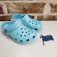 Crocs Baya Kids Unisex Classic Clogs - Teal Blue Size C 10 Nwt. Brand New With Tags Check All Pictures For Details We Will Pack And Ship Out Fast Cute Blue Non-slip Clogs, Casual Light Blue Slip-on Clogs, Cute Blue Round Toe Sandals, Cute Non-slip Blue Sandals, Blue Closed Toe Sandals For Playtime, Summer Playtime Clogs With Round Toe, Summer Clogs With Round Toe For Playtime, Blue Clogs With Rubber Sole For Spring, Blue Sandals With Soft Sole For Spring