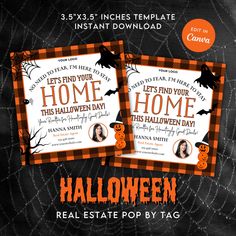 two halloween party flyers with pumpkins on them