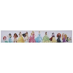 the disney princesses are lined up together in this wallpaper border with white background