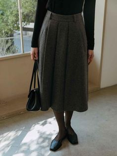 Composition : 70 Nylon 30Color : Grey, blackCountry of Origin : KOREA Wool Skirts, Midi Skirt, Classic Style, Wool, Grey, The Originals, Clothes For Women, Clothes