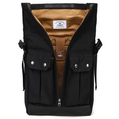 Woosir Waxed Canvas Weekend Travel Laptop Backpack Leather Backpack With Anti-theft Pocket For Outdoor, Black Canvas Backpack With Zipper Pocket, Leather Outdoor Backpack With Functional Pockets, Travel Leather Backpack With Pockets, Leather Backpack With Zipper Closure For Outdoor Activities, Outdoor Leather Backpack With Anti-theft Pocket, Black Canvas Travel Backpack, Travel Black Canvas Backpack, Black Functional Leather Backpack With Pockets