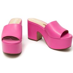 Pink Naomi_ Claudia Lisotta Sandals Size 8 New In Box Walking On Clouds, Platform Slides, Cloud 9, The 70s, Sneaker Heels, Wide Straps, Pink Leather, Walk On, Women's Shoes Sandals