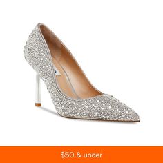 in stock Crystal Heels For Events, Formal Crystal Heels With Bling, Crystal Embellished Heels For Anniversary, Glamorous Embellished Heels For Anniversary, Steve Maddens, Slip On Pumps, Stiletto Pumps, Crystal Rhinestone, Steve Madden