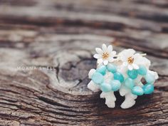 《新作入荷のお知らせ》本日（4日）20時より　>> アマゾナイトとお花のピアス Floral Rings, Stud Earrings, Floral, Flowers