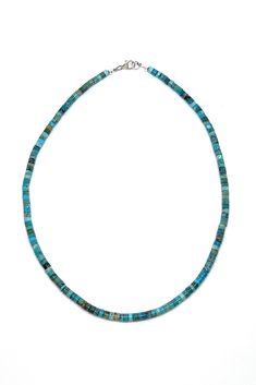 Genuine Turquoise Heishi Bead Necklace Heishi Shell Necklace, Turquoise Necklaces, Santa Fe New Mexico, Native American Turquoise, Silver Eagles, American Turquoise, Shell Necklace, Heishi Beads, Genuine Turquoise