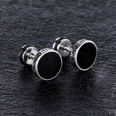 Men's Unisex Punk Retro Round Black Screw Back Ear Stud Earrings Stainless Steel | eBay Stainless Steel Stud Earrings, Black Earrings Men, Men's Earrings, Earrings Punk, Rock Jewelry, Family Jewels, New Metal, Flats Patterns, Silver Jewelry Fashion