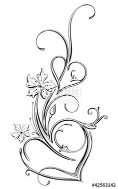 an artistic design with flowers and swirls