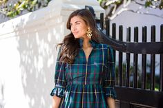 Gretchen Scott Teardrop Dress - Plaidly Cooper - Green Plaid – THE LUCKY KNOT Gathered Skirt, Navy Dress, Green Plaid, Babydoll Dress, White Collar, Holiday Collection, Holiday Outfits, Baby Doll, Fabric Care