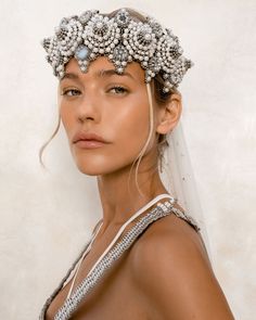 Eingana Crown is named after the Aboriginal "snake goddess of primordial dreamtime." The mother of all water animals and humans   * This piece will arrive in our signature luxury packaging to properly store your piece. ** This item is vegan Headgear Fashion, Snake Goddess, Animals And Humans, Beaded Headpiece, Chain Headpiece, Headpiece Accessories, Pearl Headpiece, Bridal Hair Headpiece, Gold Headpiece