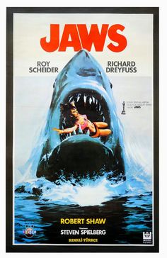 the movie poster for jaws starring actors