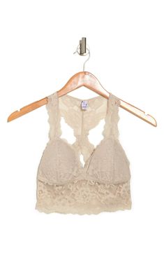 A sultry floral lace bralette with a back cutout offers a sophisticated style that can be worn as bold standout piece or a supportive underwear. V-neck Shell: 86% rayon, 14% spandex; lining: 95% polyester, 5% spandex Hand wash, dry flat Imported Chic Lace Crop Top Bra Friendly, Spring Lace Bra With Lace Closure, Lace Bra With Lace Closure For Spring, Lace Bra For Spring, Chic Lace Bra With Lace Trim, Spring Chic Lace Bra, Chic Spring Lace Bra, Lace Bra With Lace Closure For Night Out, Spring Lace Bra With Lace Top