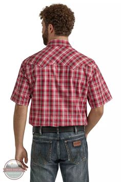 Wrangler 112346239 Red Plaid Retro Shirt Wrangler is Western wear. This classic plaid short sleeve Western shirt is a sharp look for your favorite jeans. With the added flare of double snap flap chest pockets, this is a look that will feel like home. Short Sleeves Spread Collar Double Snap Flap Pockets Single Yoke Front & Back Snap Down Front 100% Cotton Style# 112346239 Size Chart Style# 112346239 Short Sleeve Plaid Flannel Shirt With Pockets, Plaid Short Sleeve Flannel Shirt With Pockets, Plaid Flannel Shirt With Short Sleeves, Plaid Short Sleeve Flannel Shirt With Button Closure, Plaid Flannel Shirt With Short Sleeves And Button Closure, Fitted Short Sleeve Shirt For Rodeo, Short Sleeve Cotton Flannel Shirt With Pockets, Cotton Short Sleeve Flannel Shirt With Pockets, Cotton Flannel Shirt With Pockets And Short Sleeves