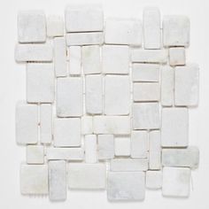 Stone Mosaics - Pure White - Flat Stone Pebble Tile Pebble Mosaic Tile, Custom Mosaic Tile, Bathrooms Showers, Tile Mosaics, Pebble Tile, Stone Backsplash, Stone Mosaic Tile, White Pebbles, Kitchen Backsplashes