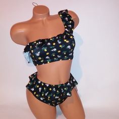 Victoria Secret Swim Bikini Set Small Top & Bottom Black Yellow Green Ruffle Lemons One Shoulder Removable Padding Wireless New With Tags *Bundle To Save Chavonne11 070623 32c 32d 34aa 34a 34b Victoria's Secret Yellow Swimwear For Vacation, Victoria's Secret Yellow Beachwear Swimwear, Victoria's Secret Fitted Swimwear For Spring, Fitted Lemon Print Swimwear For Vacation, Victoria's Secret Yellow Beachwear, Fitted Yellow Swimwear With Ruffles, Fitted Victoria's Secret Swimwear For Spring, Victoria's Secret Fitted Swimwear For Summer, Victoria's Secret Black Swimwear