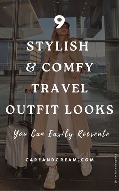 Jet off in style with our blog's 9 stylish and comfy travel outfits. Learn how to dress for travel with our cute and chic airport outfit ideas. Perfect for any journey and sure to keep your airport style top-notch and your travel wardrobe comfortable yet stylish. Comfy Airplane Outfit, Outfit Ideas For Traveling Airport Style, What To Wear On An Airplane, Summer Airport Outfit Travel Style 2024, Airplane Travel Outfit Ideas, Chic Travel Outfit Airport Style, Airport Chic Outfit, Comfortable Airport Outfit Winter, Airport Fashion For Women