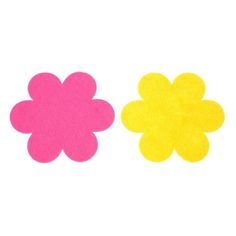 two pink and yellow flowers on a white background