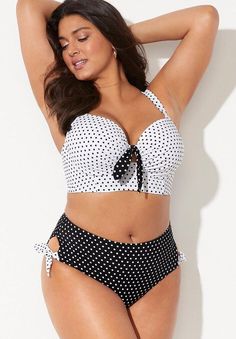 Black Polka Dot Top, Mesh Bra, Swimsuits For All, Complete Outfits, Black Polka Dot, Bra Cups, Bra Sizes, Bathing Suits, High Waist