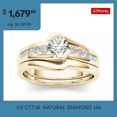 two gold wedding rings with diamonds on each band and the price is $ 16 99