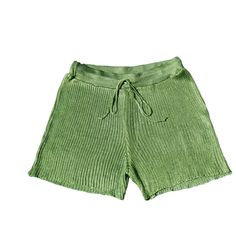 -Brand New With Tags Attached -Knit Ribbed Shorts Cut For A Loose, Easy, And Relaxed Silhouette And Slinky Drape -Featuring A Flattering High Waist And Cinchable Drawstring For A Customizable Fit -Color Is Lettuce Green -Fits True To Size, Intended For A Relaxed Fit Casual Ribbed Summer Bottoms, Casual Ribbed Bottoms For Vacation, Ribbed Knit Bottoms For Summer, Casual Ribbed Bottoms For Beach, Ribbed Bottoms For Vacation, Ribbed Bottoms For Vacation In Spring, Green Knit Stretch Bottoms, Lululemon Running Shorts, Pacsun Shorts