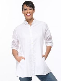 Stevie Shirt by Tulip at Hello Boutique Fall Button-up Tops With Side Pockets, Casual Blouse With Buttoned Pockets And Shirttail Hem, Fall Daywear Blouse With Buttoned Pockets, Casual Shirttail Hem Blouse With Button Closure, Casual Shirttail Hem Blouse, Fitted Shirttail Hem Shirt For Daywear, Daywear Shirt With Buttoned Pockets And Shirttail Hem, Casual Blouse With Button Closure And Shirttail Hem, Fitted Tops With Placket And Shirttail Hem